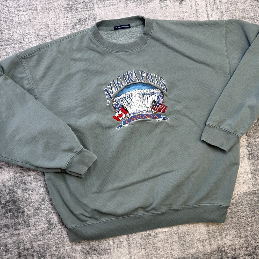 Brandy Melville Sweatshirt One‎ Size Oversized Seafoam Niagara Falls Crewneck